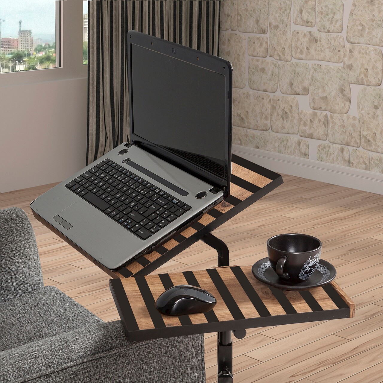 Masuta pentru laptop Glen 768, Sapphire, 67x45.5x87 cm, natural/negru - imagine 7